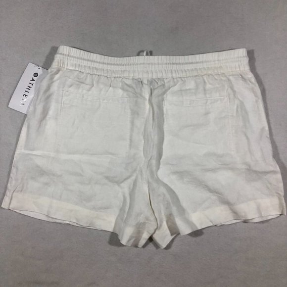 NEW Athleta Womens 14 Retreat Linen Shorts Calla Lily Ivory 100% Linen NWT $69 - Picture 6 of 13